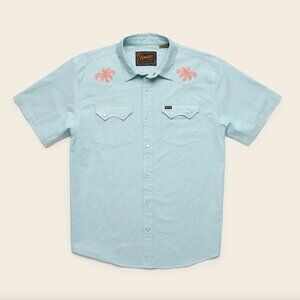 Crosscut Deluxe Short-Sleeved Shirt: Fronds Nile Blue